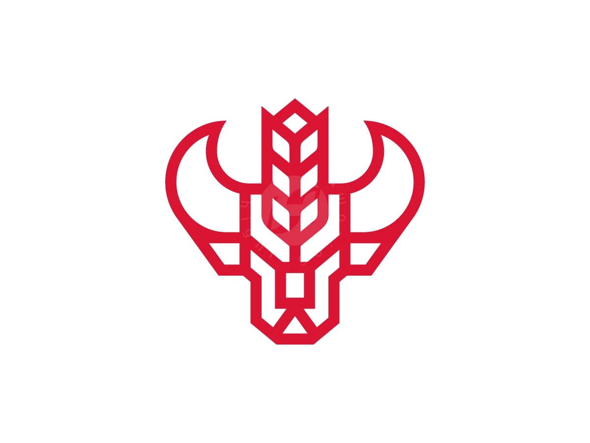 Wheat Bull Head Outlined Logo - Abstract Logo design by Januzich for sale on Highlogo