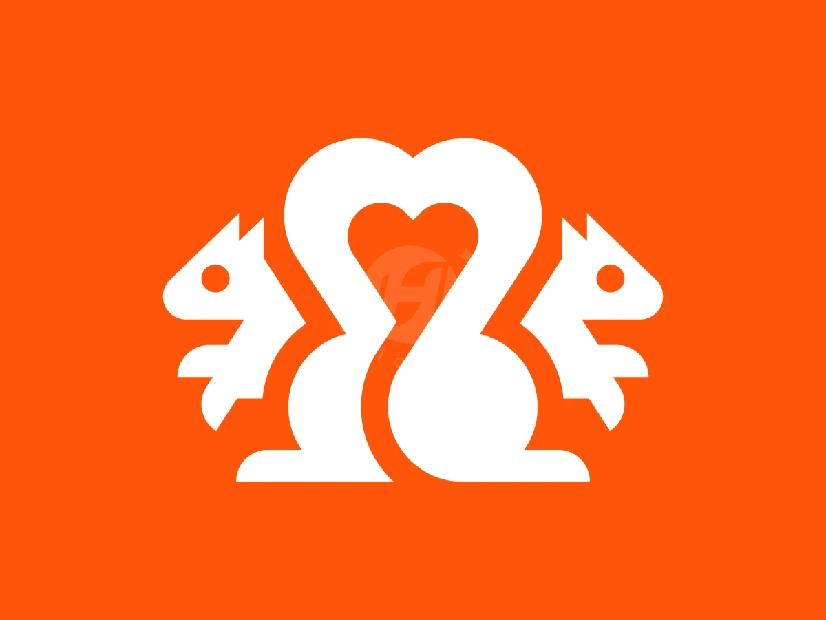 Squirrel Love Heart Tail Logo - Beauty Logo design by Januzich for sale on Highlogo