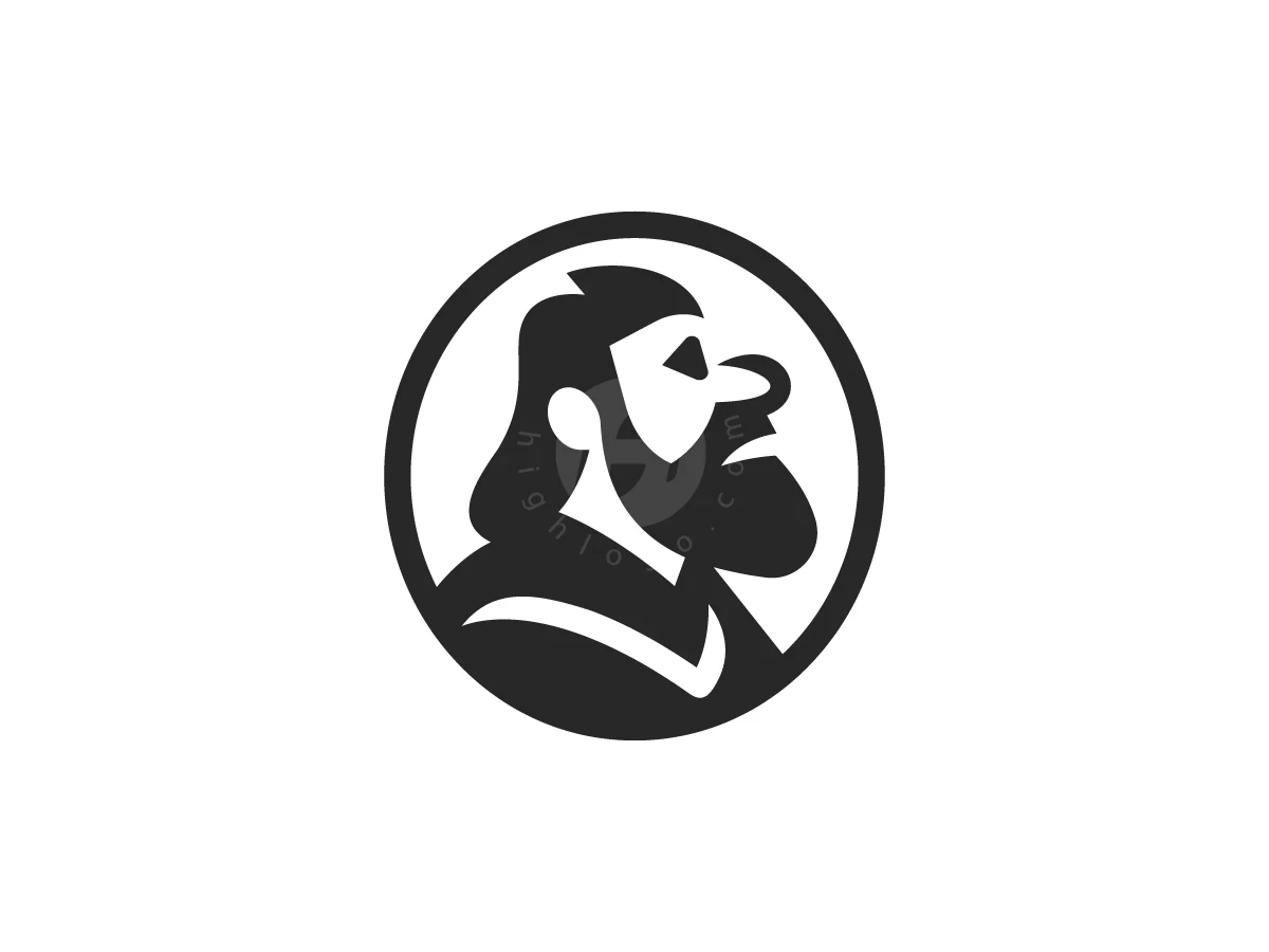 Longhair Bearded Guy Barbershop Logo - Abstract Logo design by Januzich for sale on Highlogo