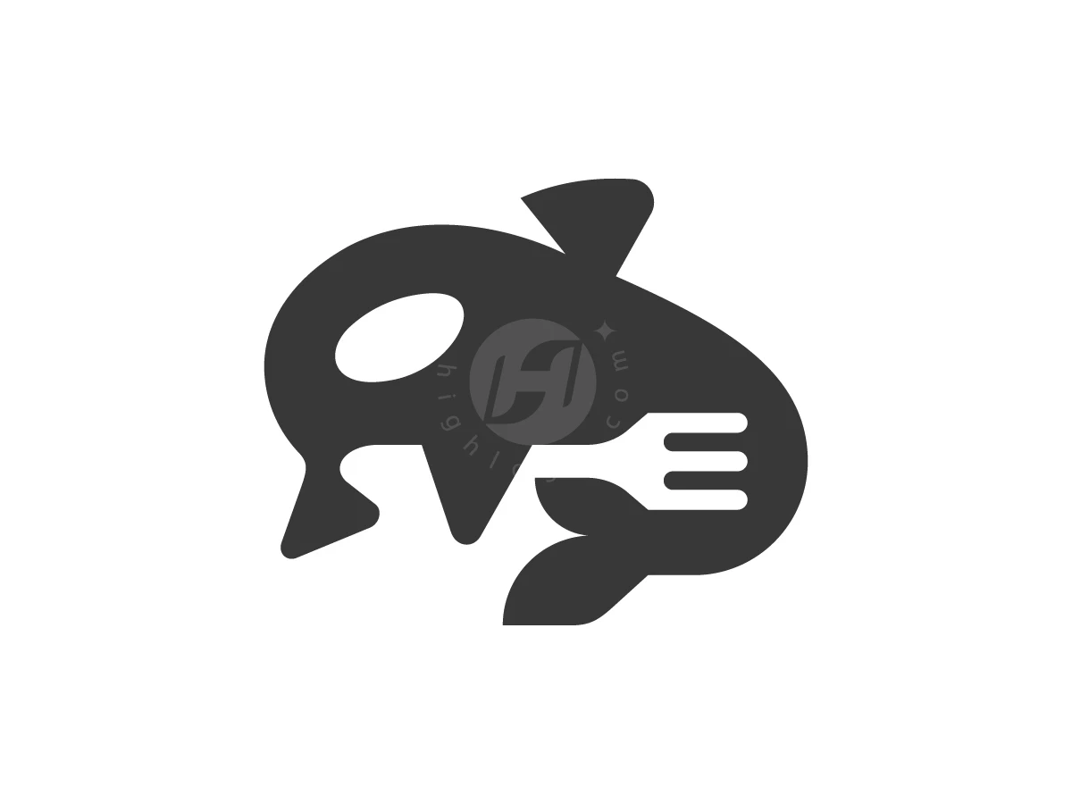 Modern Orca Fork Silhouette Logo - Food Logo design by Januzich for sale on Highlogo