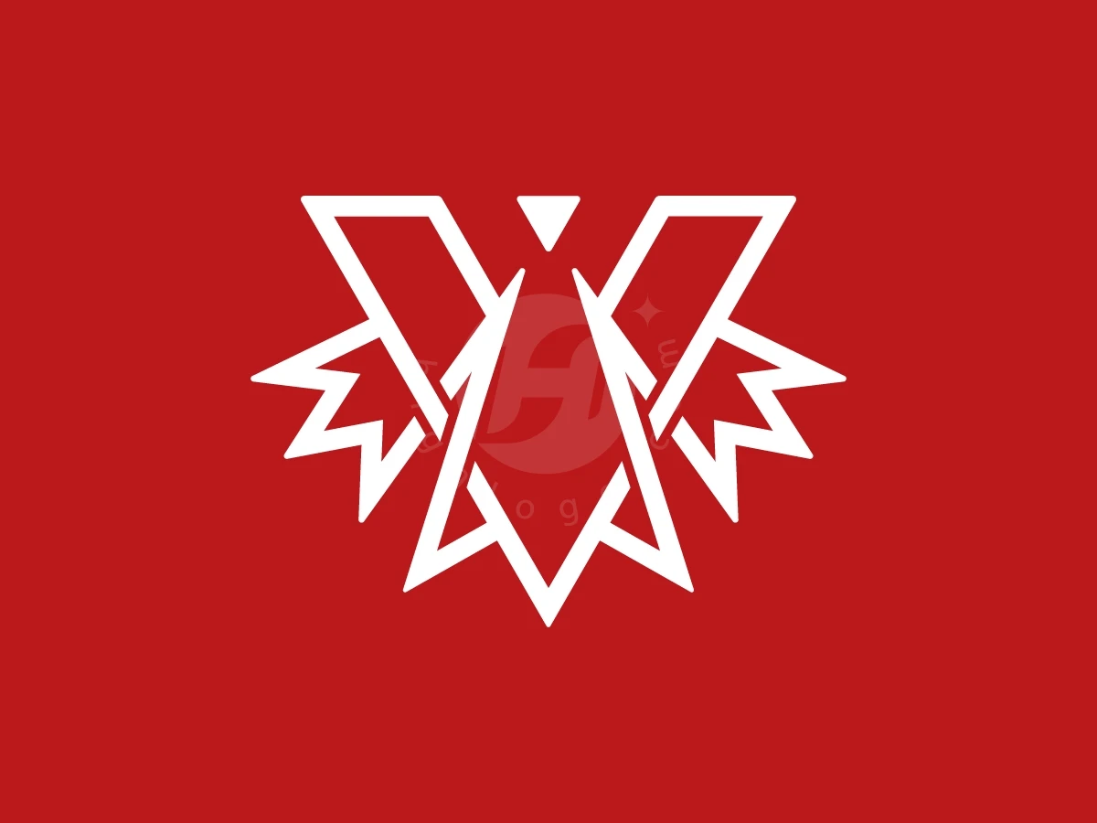 White geometric lines form a combined letter V and maple leaf logo over a solid red background.
