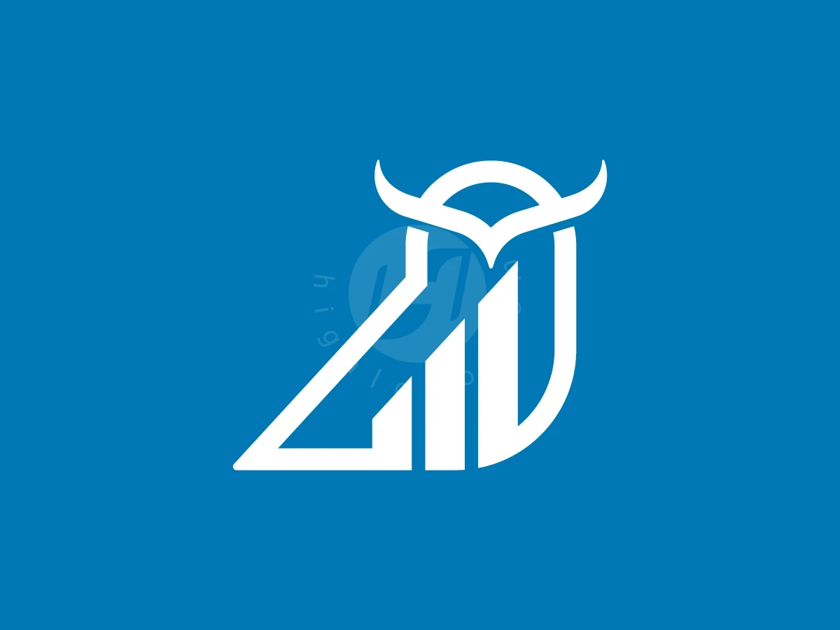 Bar chart shapes merge with a stylized owl in this modern white line art logo on vibrant blue.