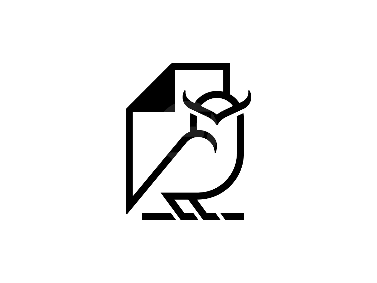 Document With Owl Bird Logo - preview 1