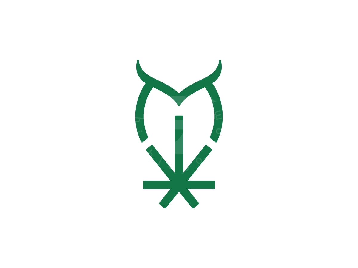 Owl Bird With Cannabis Leaf Logo - Animal Logo design by Muhamad Adek for sale on Highlogo