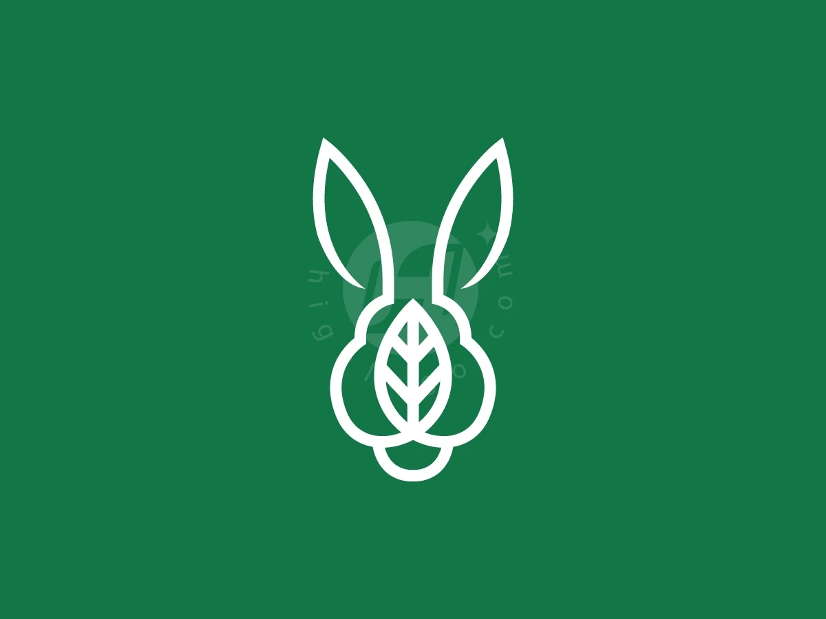 Rabbit Head With Leaf Logo - preview 1
