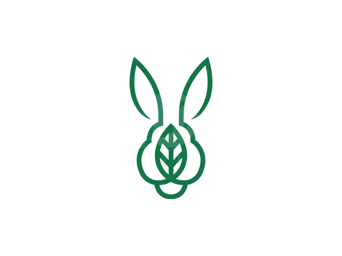 Rabbit Head With Leaf Logo - Animal Logo design by Muhamad Adek for sale on Highlogo