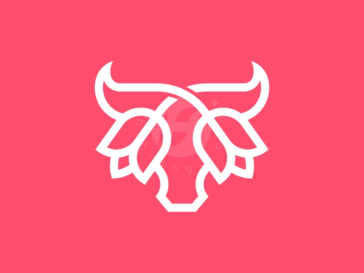 Bull Head With Flower Logo - preview 1