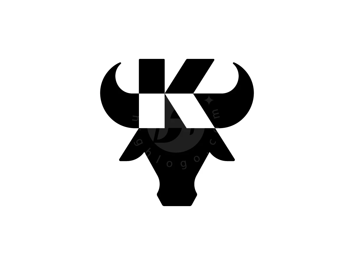 Letter K With Bull Head Logo - Animal Logo design by Muhamad Adek for sale on Highlogo