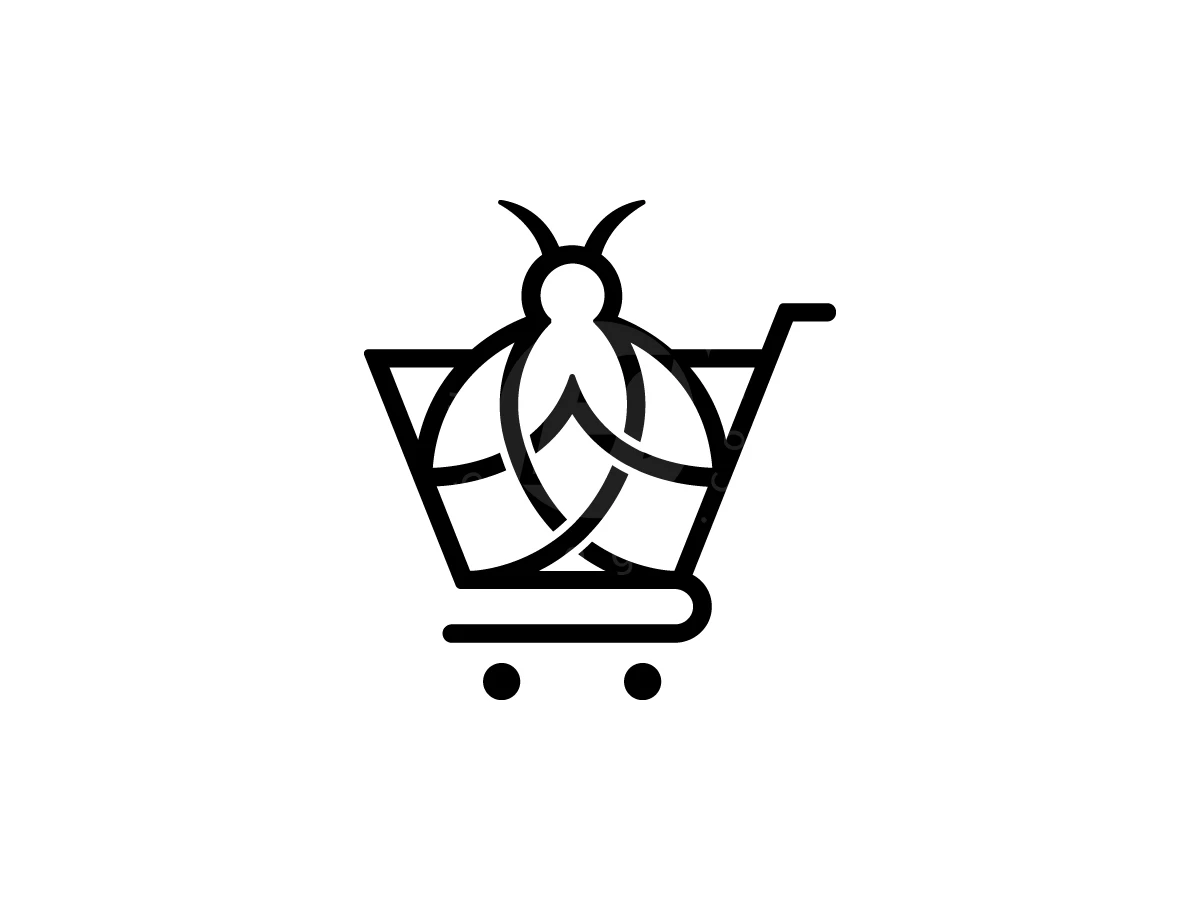 Flying Bee With Shopping Cart Logo - Animal Logo design by Muhamad Adek for sale on Highlogo
