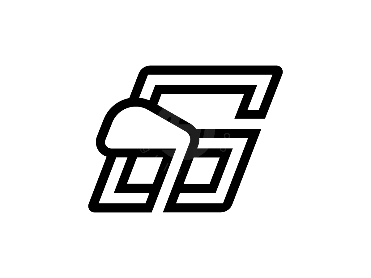 Letter G With Golf Stick Logo, Black graphic lines create a stylized number 66 featuring a racing helmet visor on a stark white background.