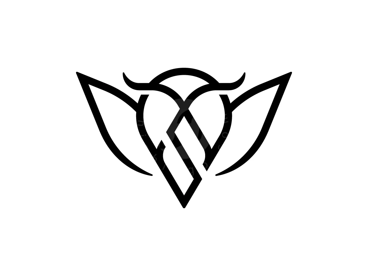Letter S With Owl Bird Logo, Interlocking black lines create a symmetrical, minimalist owl with wings on a clean white background.