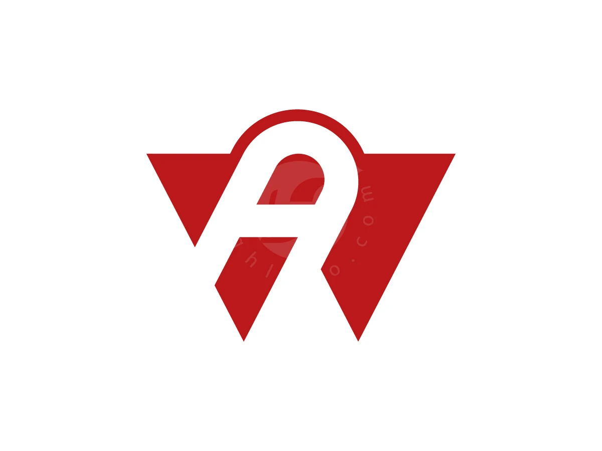 Letter Initial WA Or AW Logo, Featuring a stylized white letter A integrated into a bold red letter W against a plain white background.