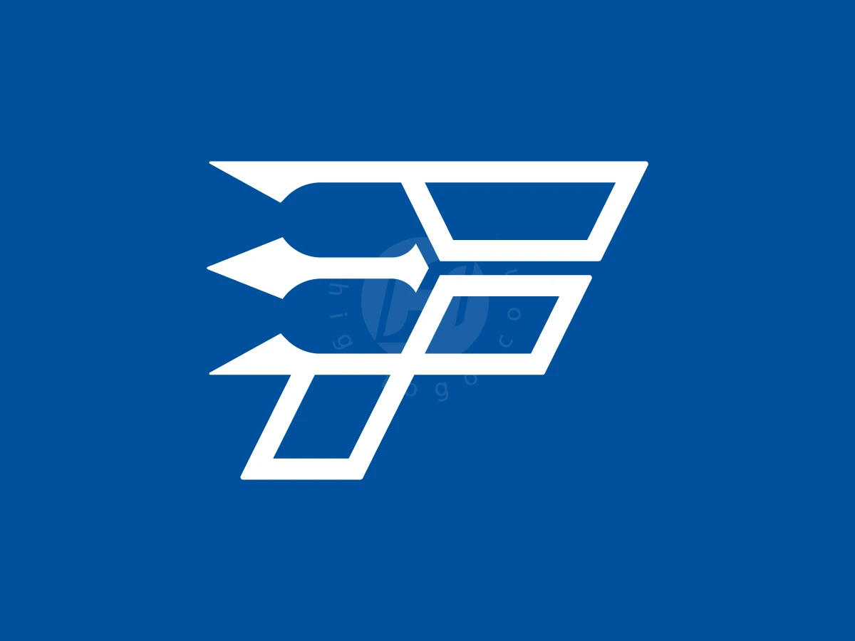 Letter F Logo With A Trident Formed Using Lines - preview 1