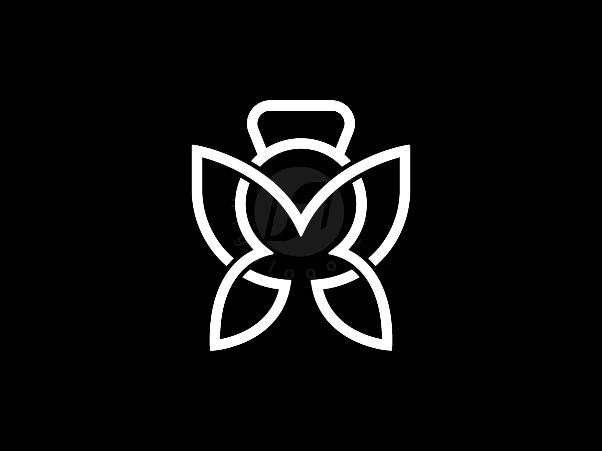 A Flying Butterfly Logo With A Kettlebell In The Middle - Sports Logo design by Muhamad Adek for sale on Highlogo