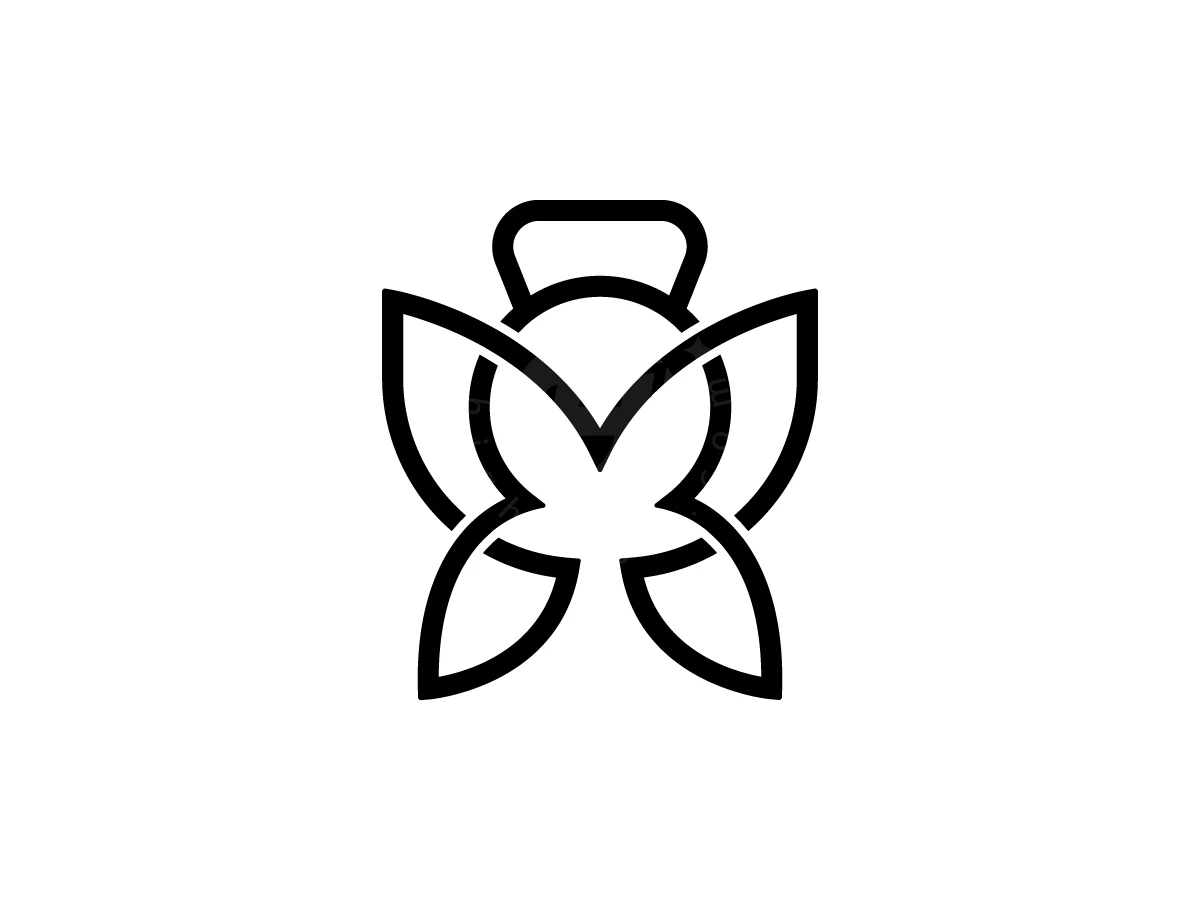A Flying Butterfly Logo With A Kettlebell In The Middle - preview 1