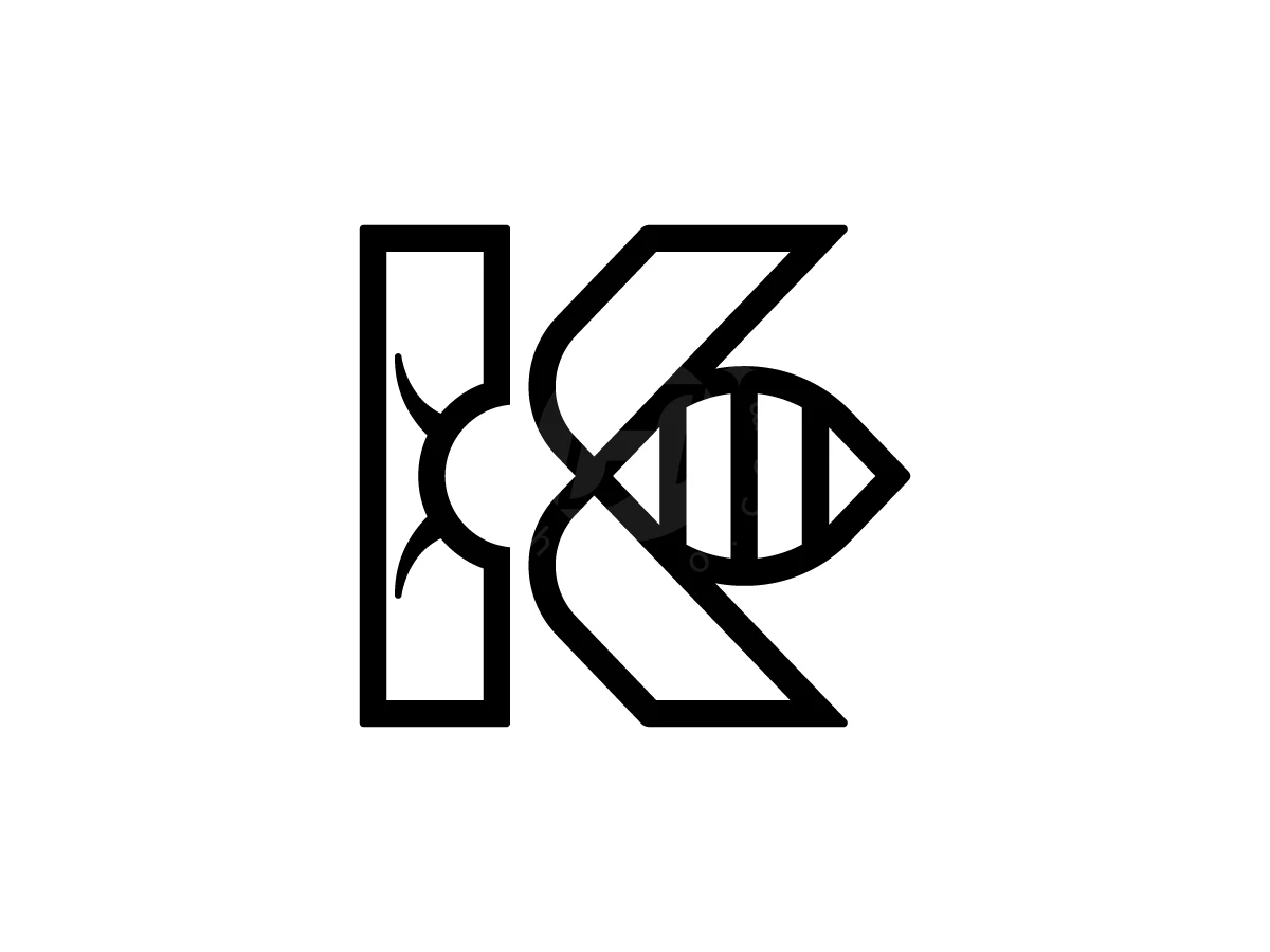 The Letter K Logo With A Flying Bee In The Middle - Animal Logo design by Muhamad Adek for sale on Highlogo