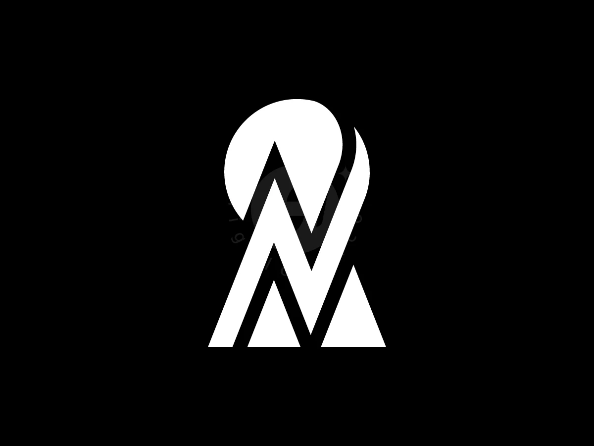Keyhole Logo With The Letter N Inside, White geometric monogram combining the letters A and N within a circular crest against a solid black background.