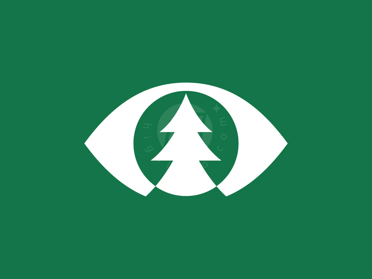 A Solid Eye Logo With A Pine Tree Shape Inside - preview 1