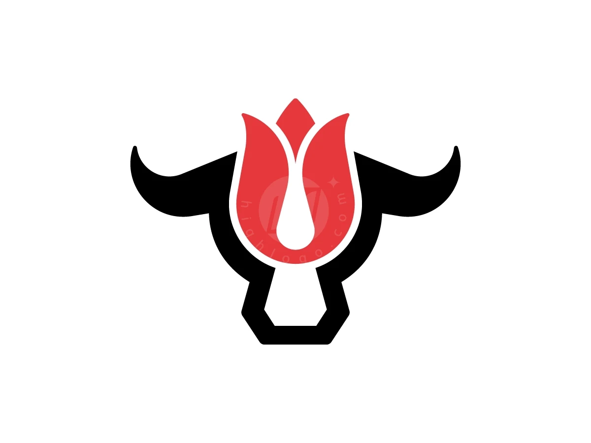 Bull Head Flower Logo With A Modern Look - Animal Logo design by Muhamad Adek for sale on Highlogo