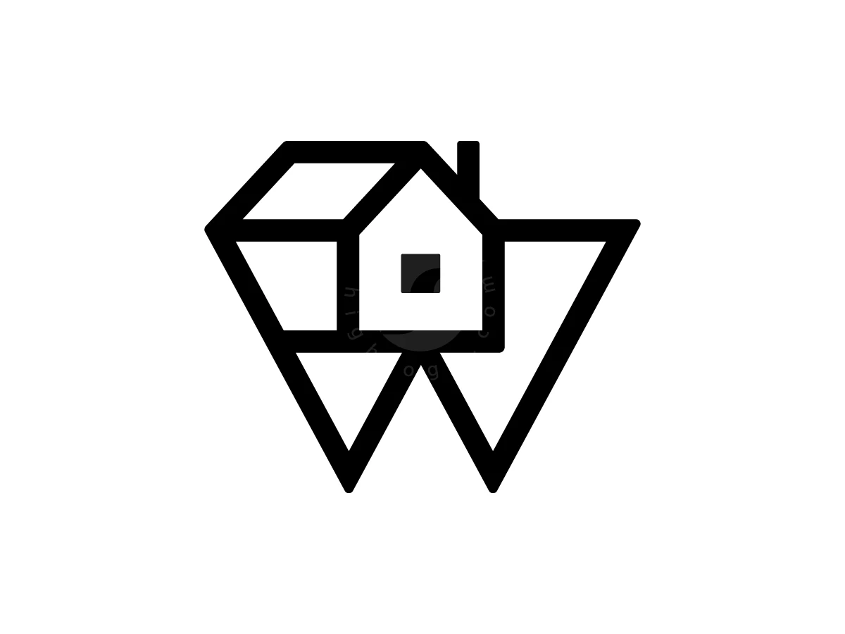 Letter W House Logo With A Modern Look - Real Estate Logo design by Muhamad Adek for sale on Highlogo