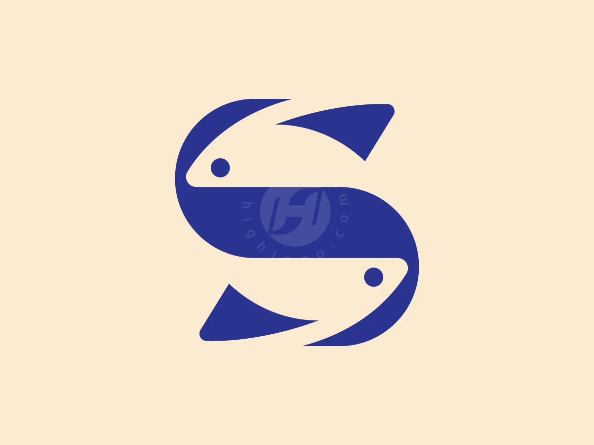 Letter S Negative Space Fish Identity Logo - Animal Logo design by ions for sale on Highlogo