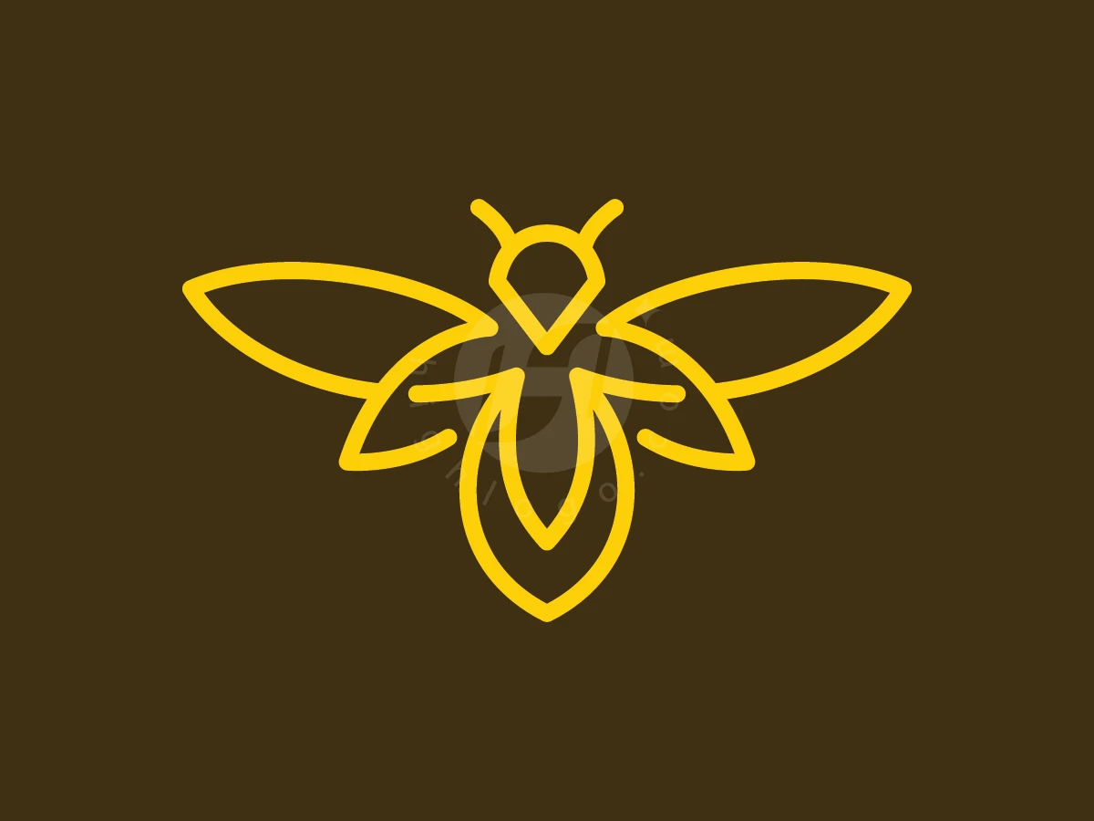 Lotus Bee Monoline Modern Logo - Animal Logo design by ions for sale on Highlogo