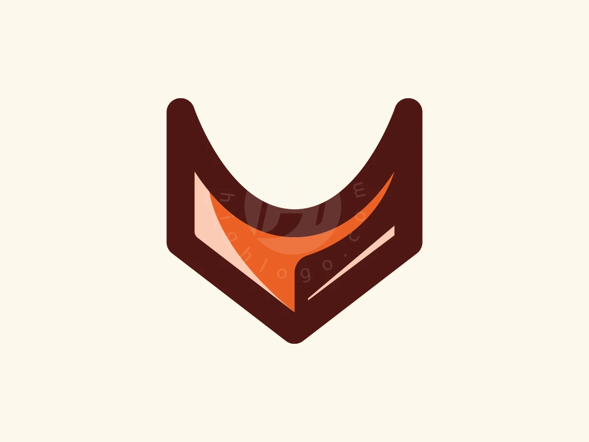 Brown geometric curves and orange accents form a minimalist fox head for this dynamic creative logo.