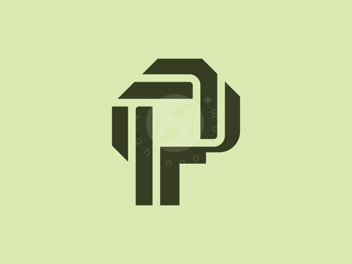 Letter P And Tree Geometric Minimalist Logo - Logo Logo design by ions for sale on Highlogo