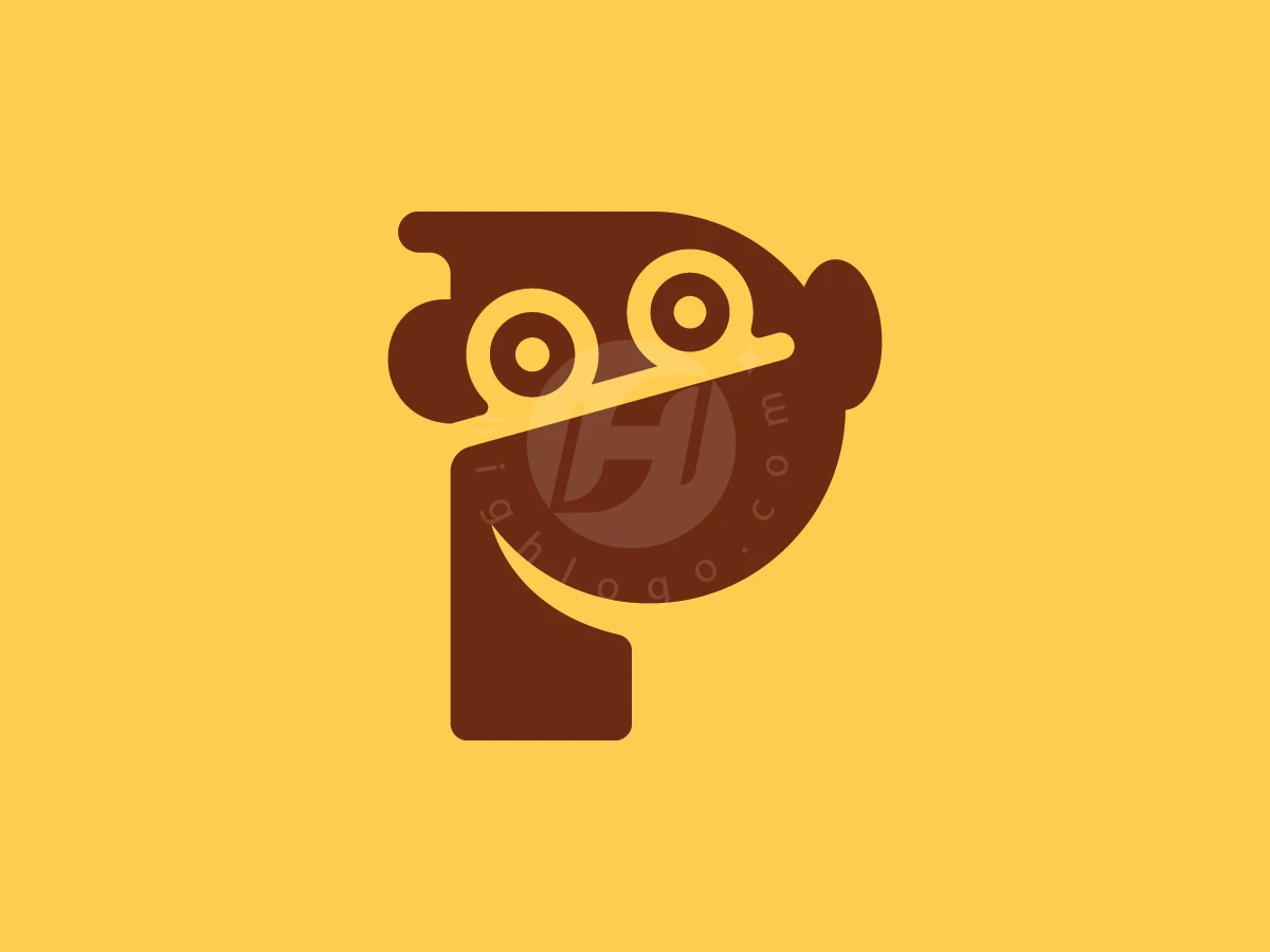 Letter P And Monkey Face Playful Logo - Animal Logo design by ions for sale on Highlogo