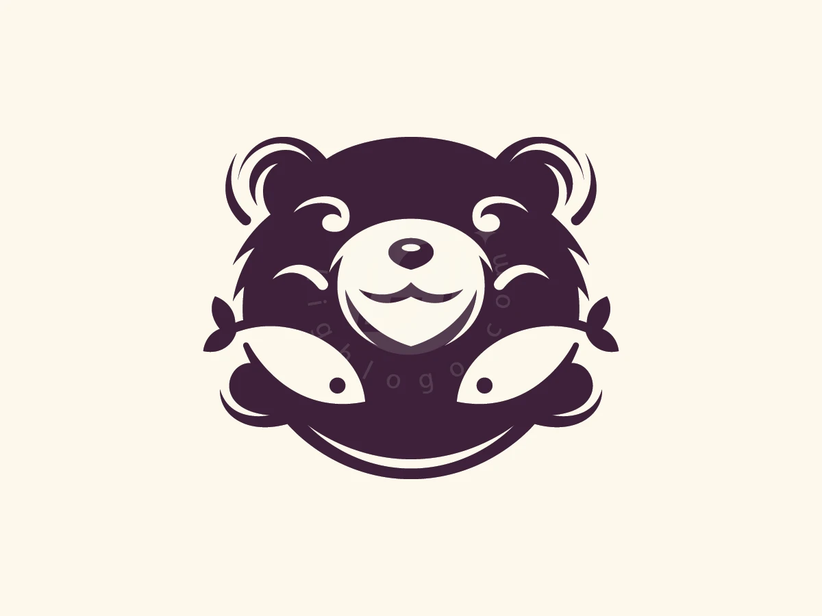Bear Fish Negative Space Logo - Animal Logo design by ions for sale on Highlogo