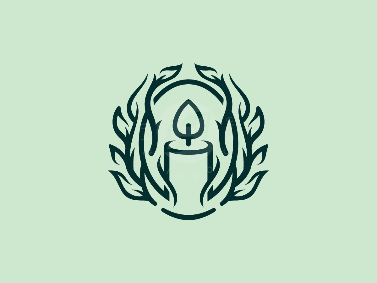 Candle Green Minimalist Flat Logo - Beauty Logo design by ions for sale on Highlogo
