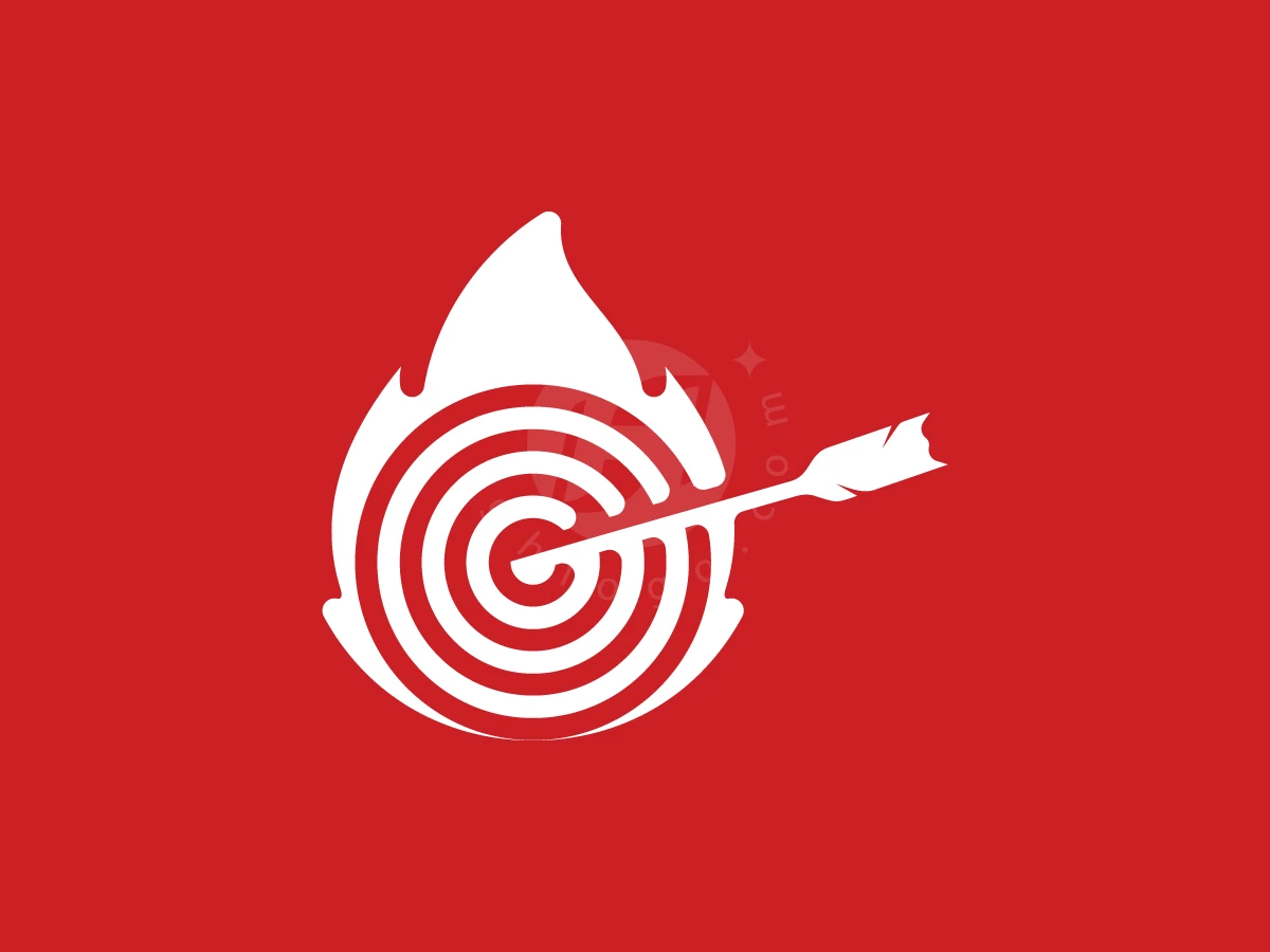 Arrow striking the center of a white fire bullseye logo on a solid red background.