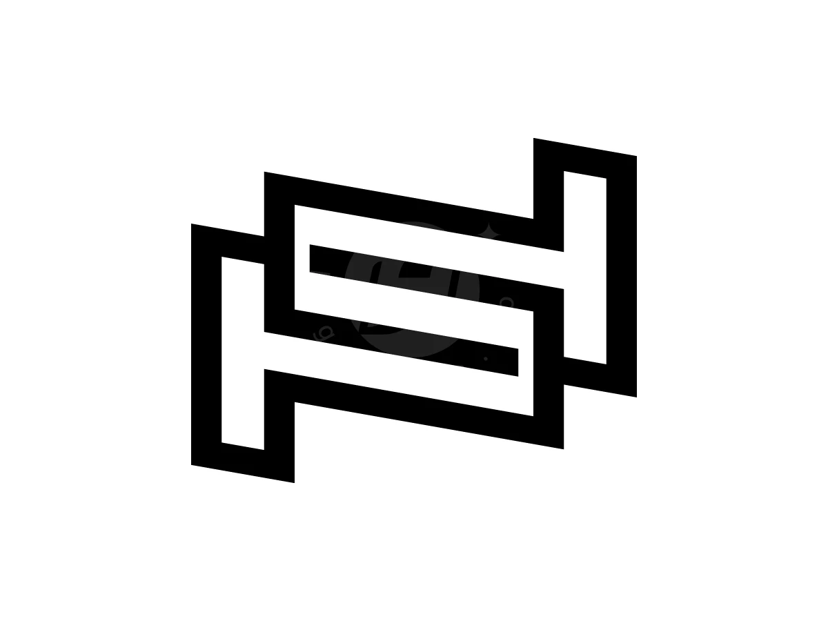 Ns Dan Sn Modern Logo, Interlocking black geometric lines form a sharp, monochromatic monogram against a clean white background.