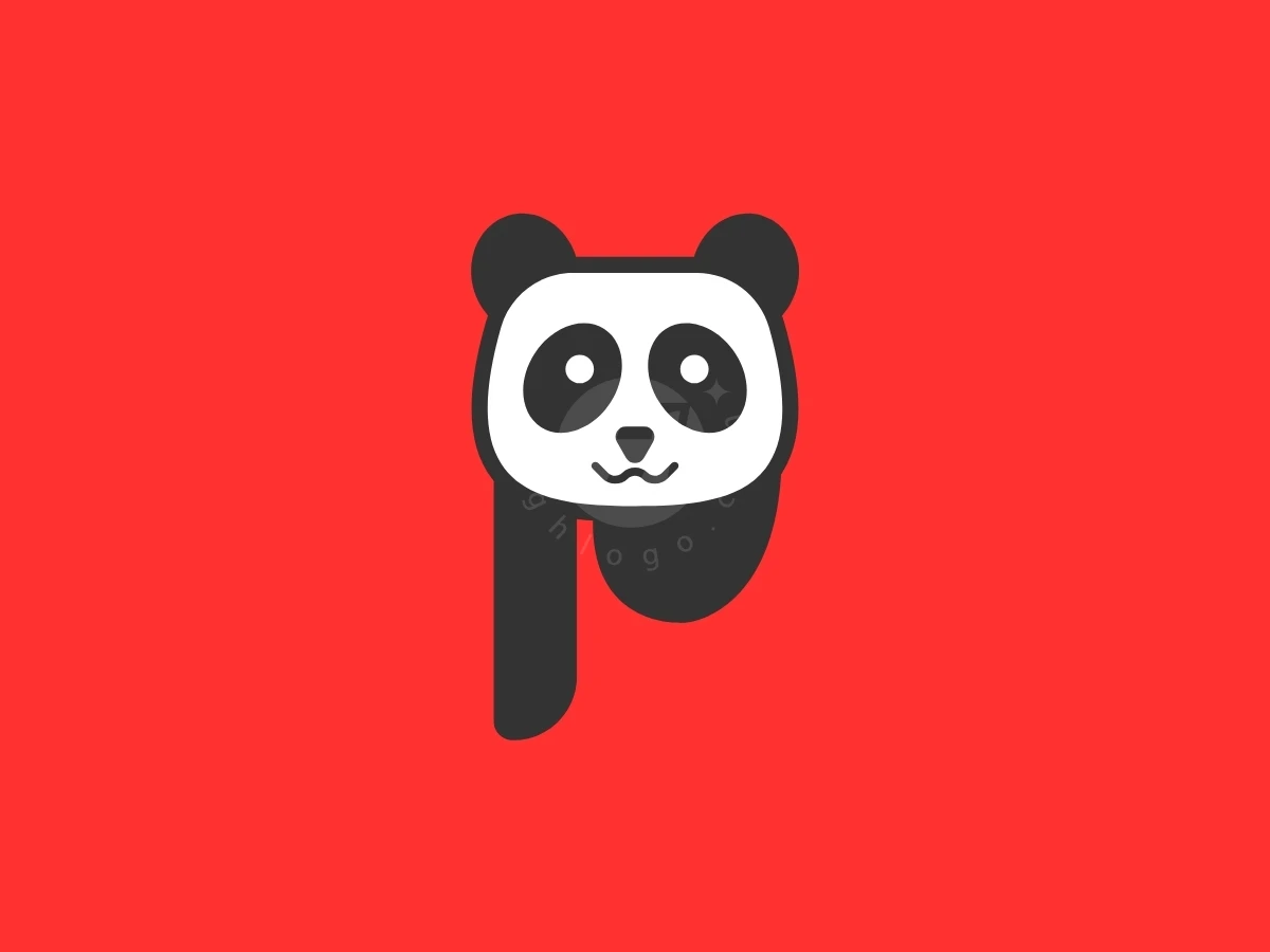 Adorkable Panda Logo With P - General Logo design by Foreva Studio for sale on Highlogo