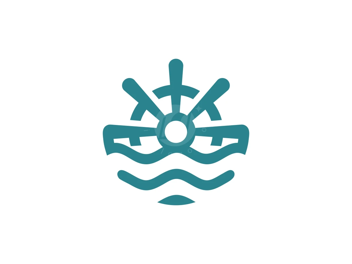 Ship Wheel Ocean Wave Logo - preview 1