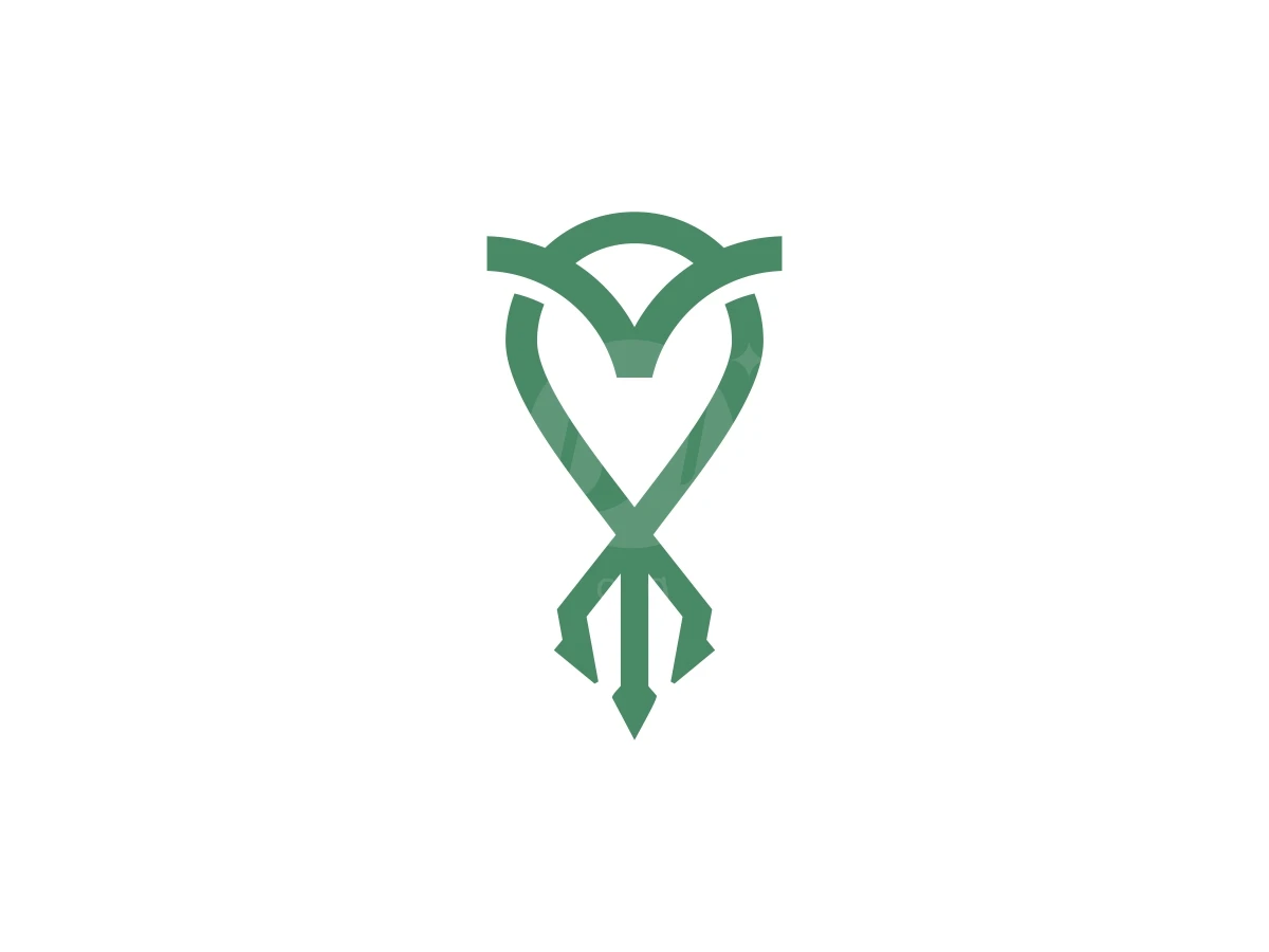 Owl Trident Simple Line Logo - Animal Logo design by FirstDesign for sale on Highlogo