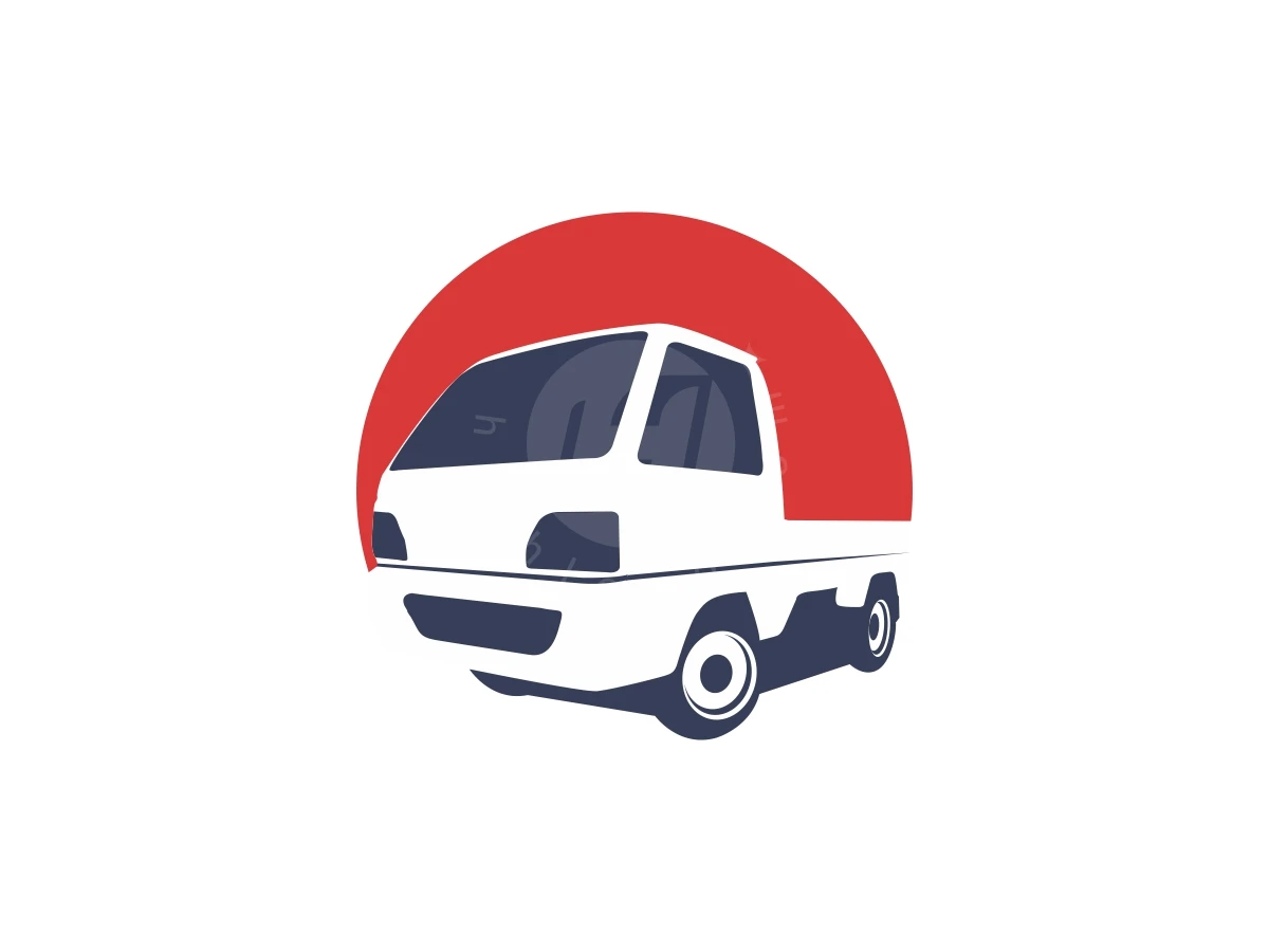 Simple Japanese Kei Truck Logo - Negative space Logo design by FirstDesign for sale on Highlogo