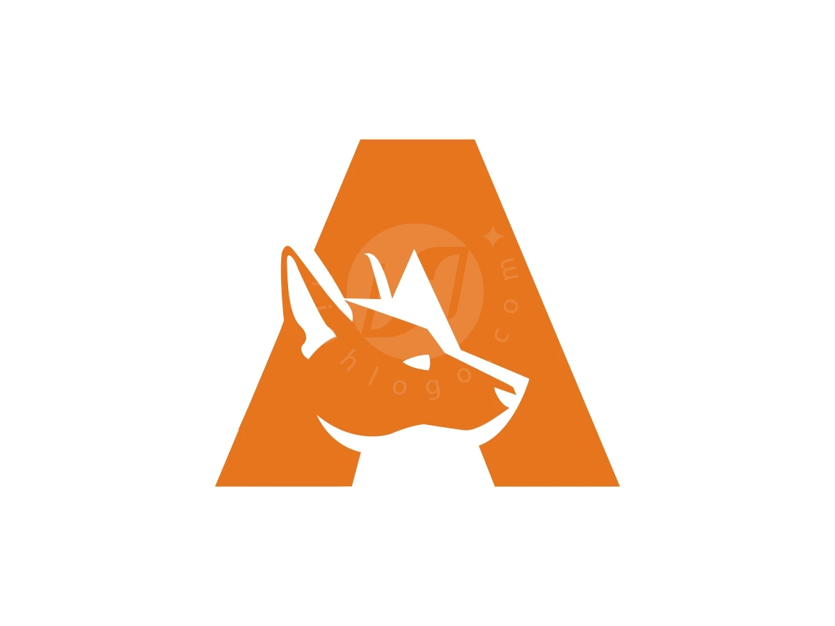 Typography for this simple orange letter A logo incorporates a white silhouette of an ajag dog head.