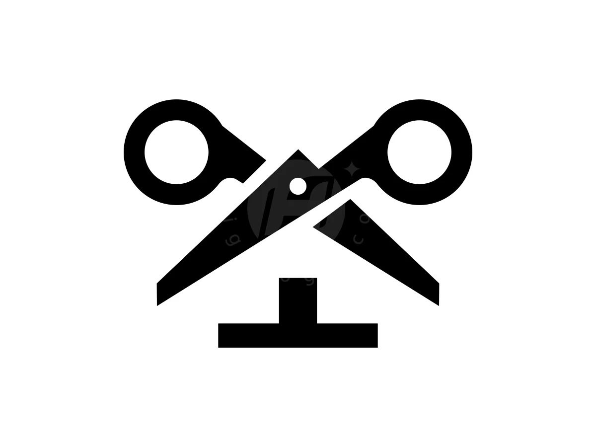 Scissors House Or Barber Home Logo - preview 1