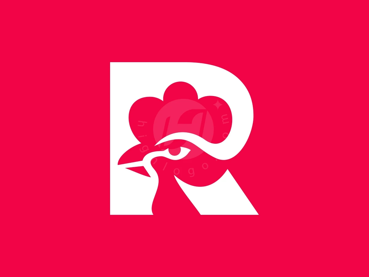 Minimalist Simple Letter R Rooster Logo - Animal Logo design by FirstDesign for sale on Highlogo