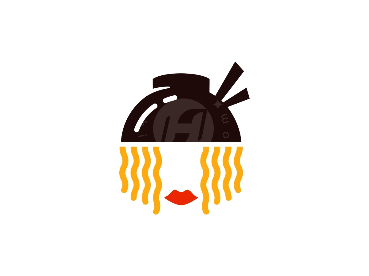 Minimalist Modern Ramen Girl Or Woman Noodle Logo - Food Logo design by FirstDesign for sale on Highlogo