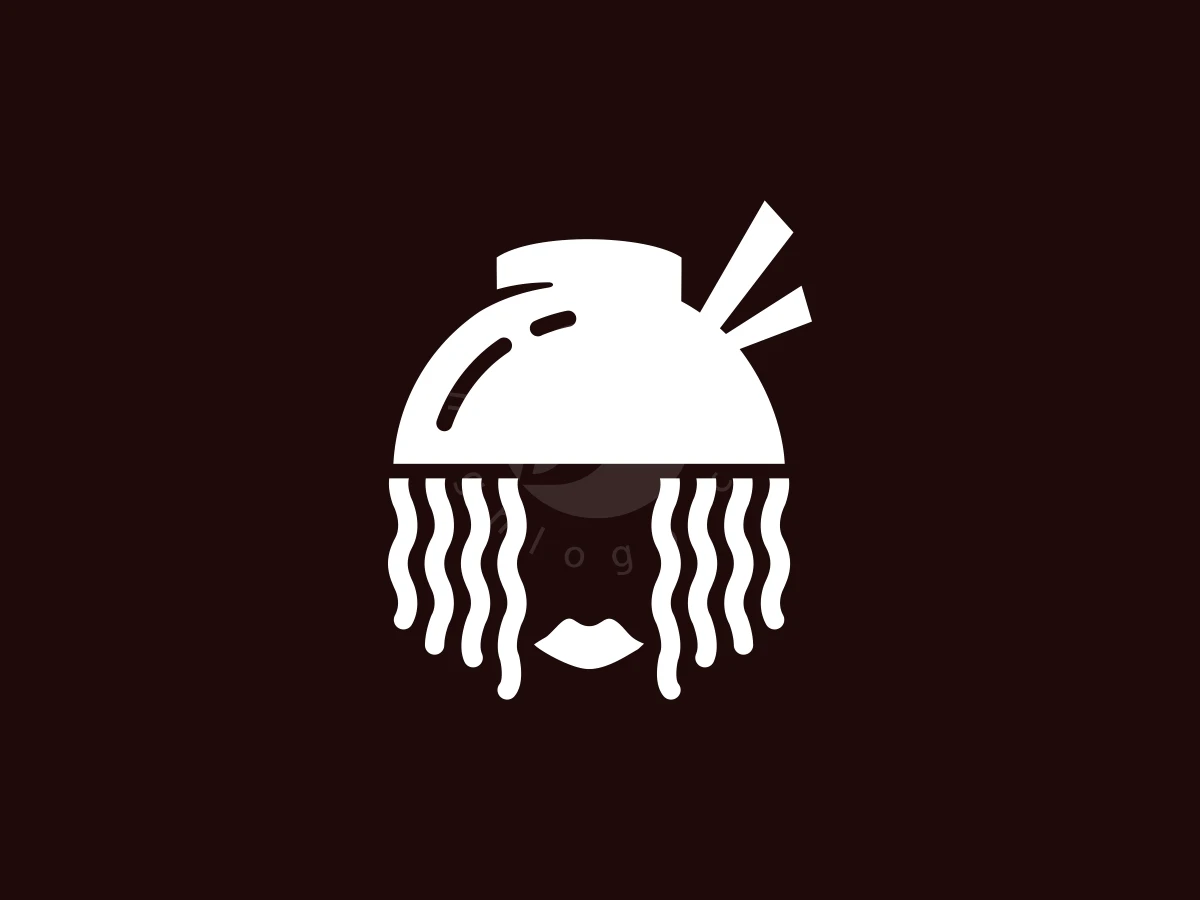 Minimalist Modern Ramen Girl Or Woman Noodle Logo - preview 1