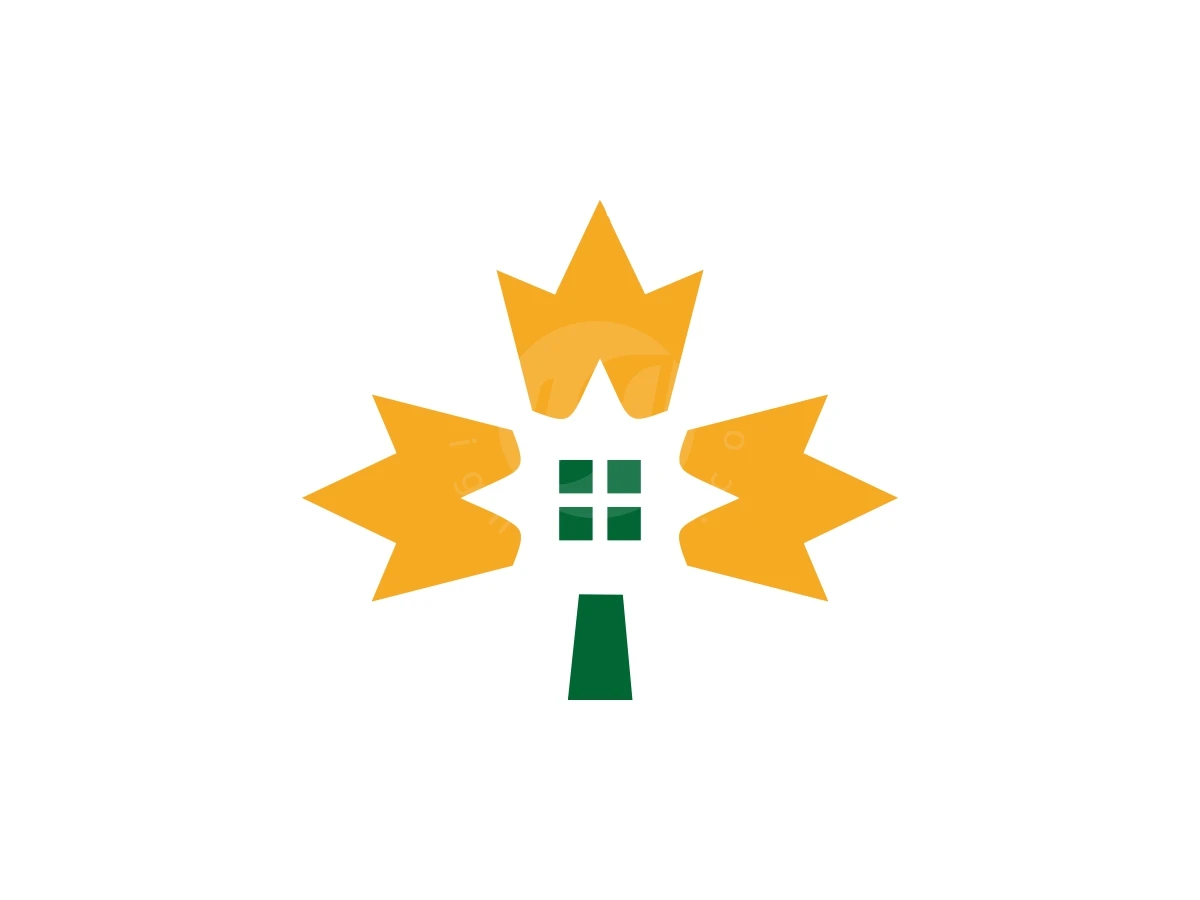 Sun House Mapple Leaf Or Bright Home Canada Logo - Abstract Logo design by FirstDesign for sale on Highlogo