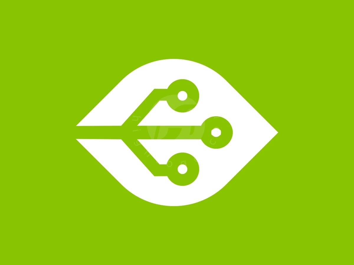 Simple Leaf Techno Letter E Logo - preview 1