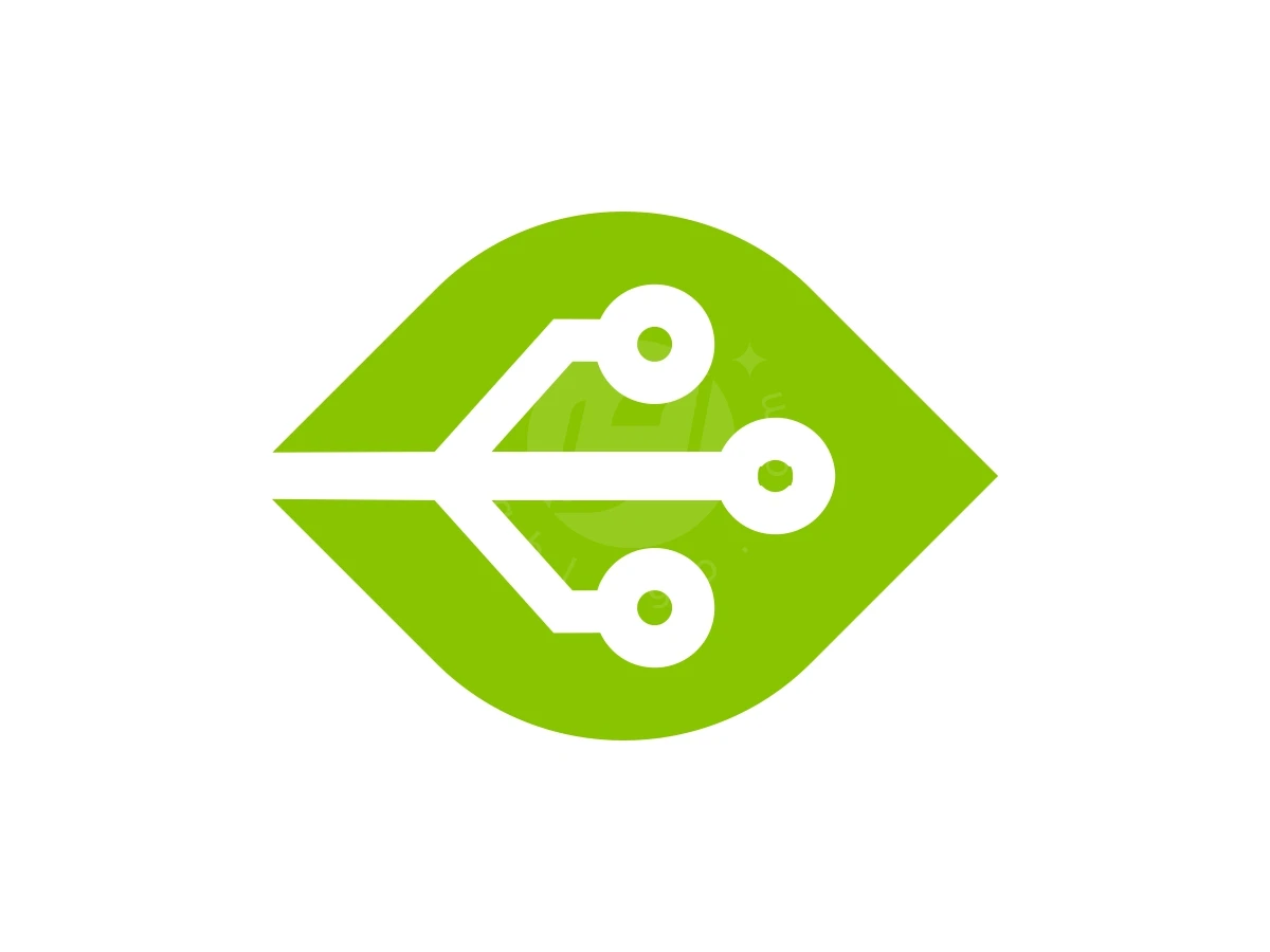Simple Leaf Techno Letter E Logo - Technology Logo design by FirstDesign for sale on Highlogo