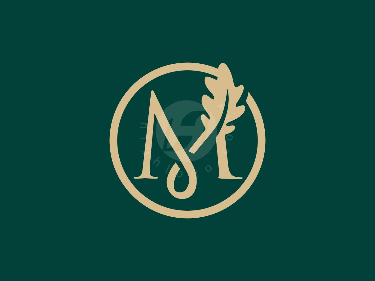 Minimalist Elegant Letter M Circle Oak Leaf Tree Logo - Real Estate Logo design by FirstDesign for sale on Highlogo