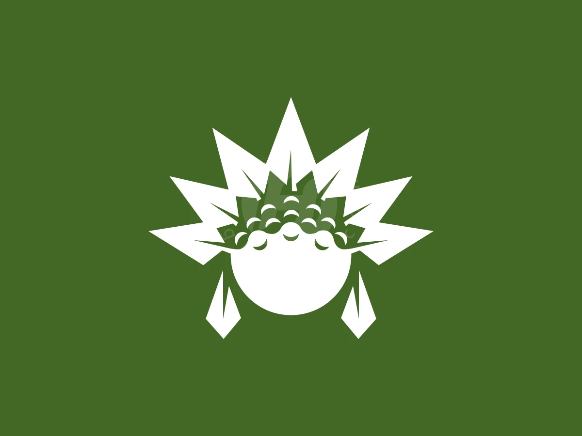 Simple Native American Golf Or Apache Golf Logo, Leaves and circular beads form a white stylized headdress emblem centered on a solid olive green background.