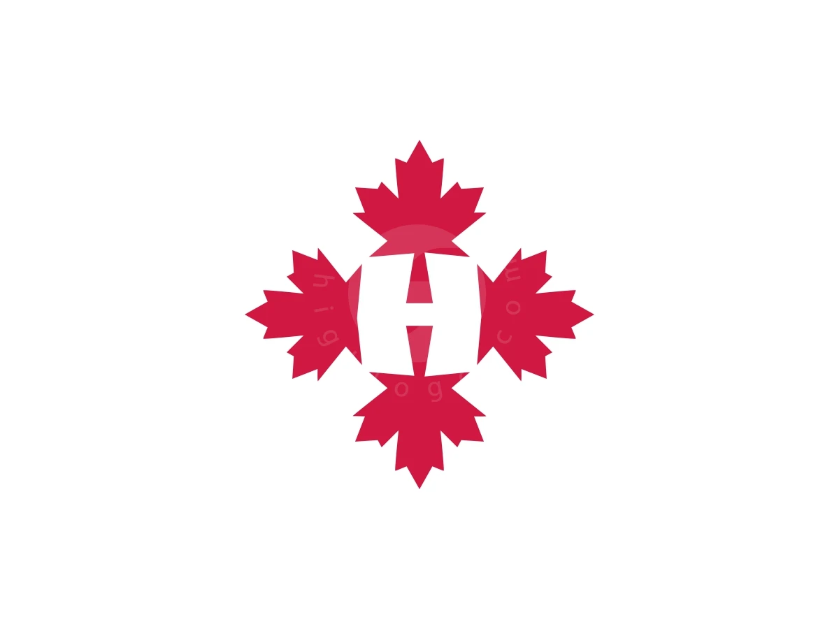Simple Letter H M0nogram Maple Leaf Or Canadian Logo - Logo Logo design by FirstDesign for sale on Highlogo