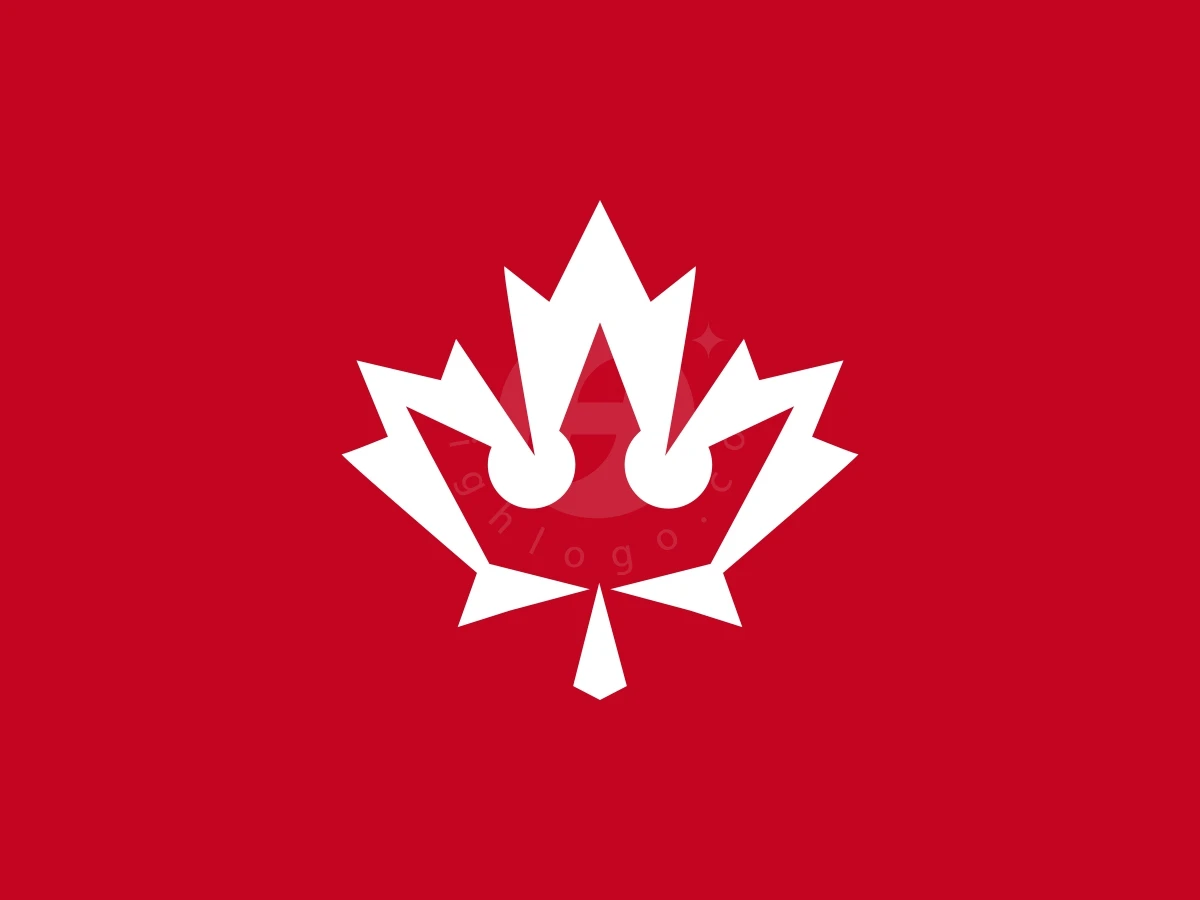 Simple Maple Leaf Crown Or Canadian Crown Logo - Negative space Logo design by FirstDesign for sale on Highlogo