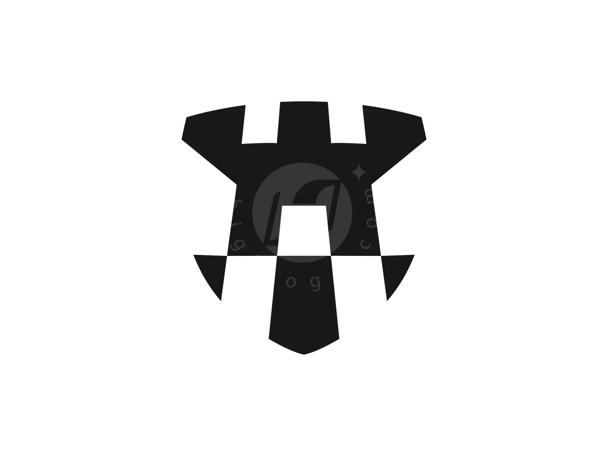Castle Shield Or Secuirty Simple Logo - Negative space Logo design by FirstDesign for sale on Highlogo